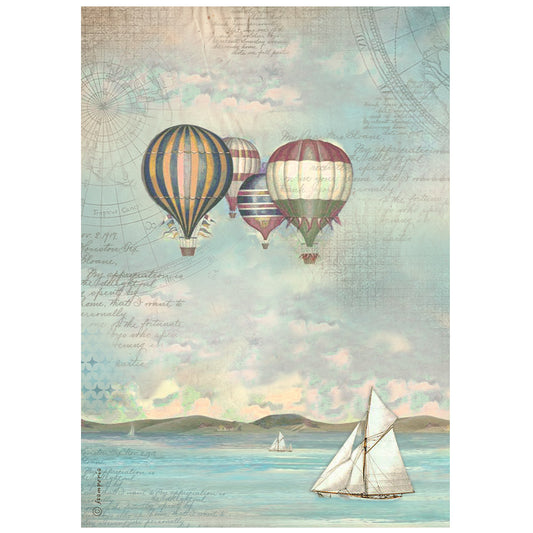 Stamperia Rice Paper A4 - Sea Land, Balloons