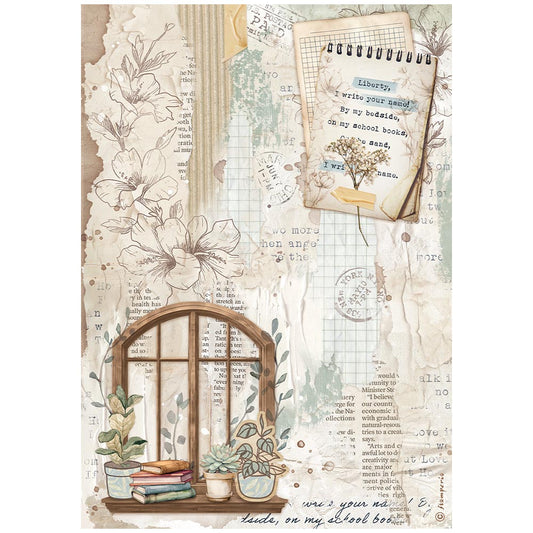 Stamperia Rice Paper A4 - Create Happiness Secret Diary, Window