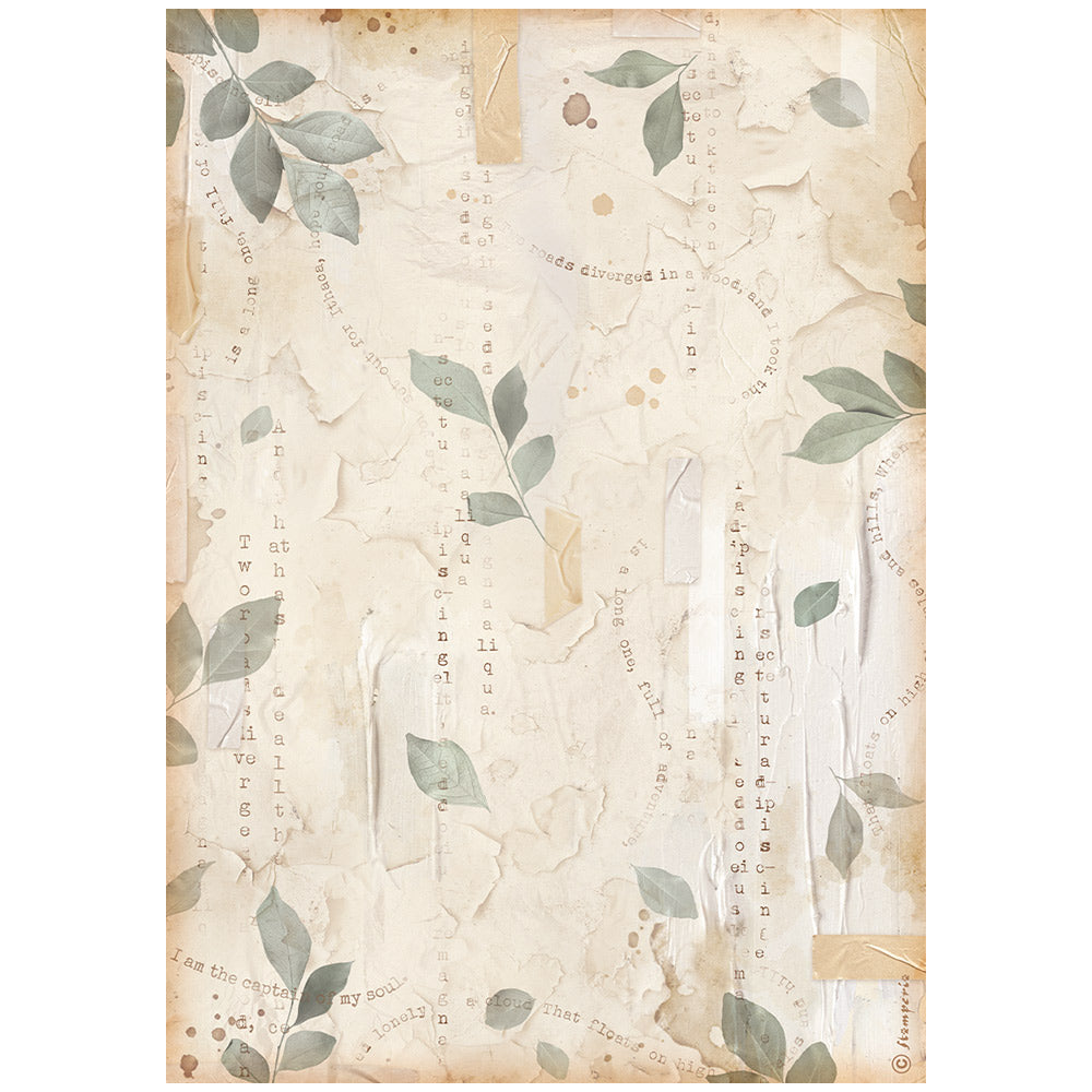 Stamperia Rice Paper A4 - Create Happiness Secret Diary, Leaves