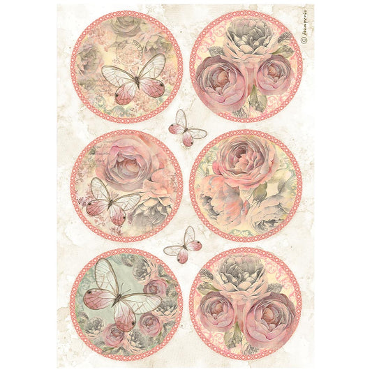 Stamperia Rice Paper A4 - Shabby Rose, 6 Rounds