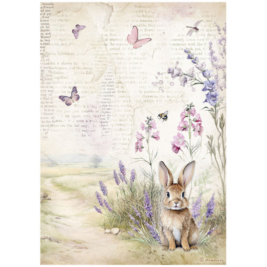 Stamperia Rice Paper A4 - Lavender Bunny