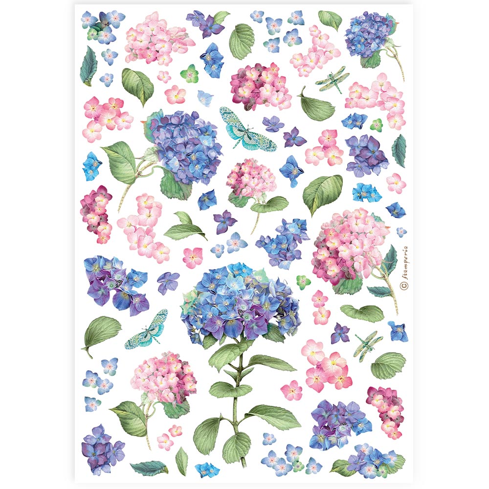 Stamperia Rice Paper A4 - Hortensia