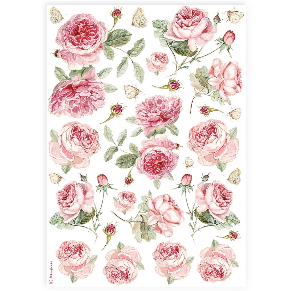 Stamperia Rice Paper A4 - English Roses Pattern