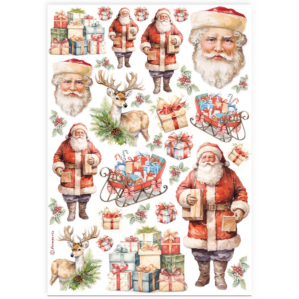 Stamperia Rice Paper A4 - Classic Christmas, Santa Claus