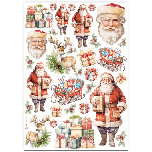 Stamperia Rice Paper A4 - Classic Christmas, Santa Claus