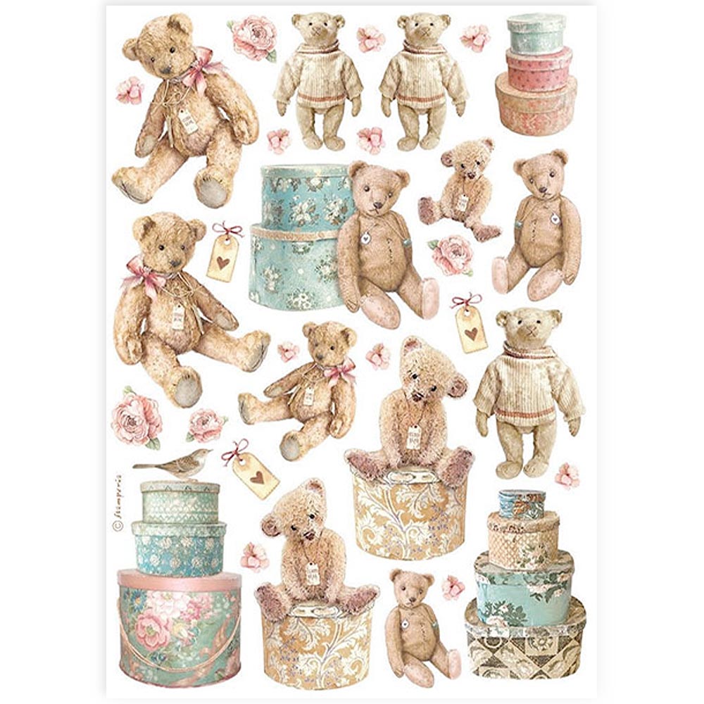 Stamperia Rice Paper A4 - Teddy Bears