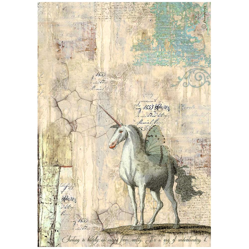 Stamperia Rice Paper A4 - Wonderland Unicorn