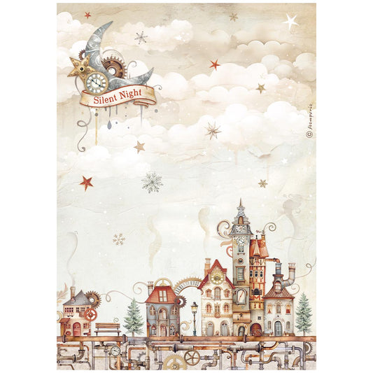 Stamperia Rice Paper A4 - Gear Up For Christmas, Cozy Houses