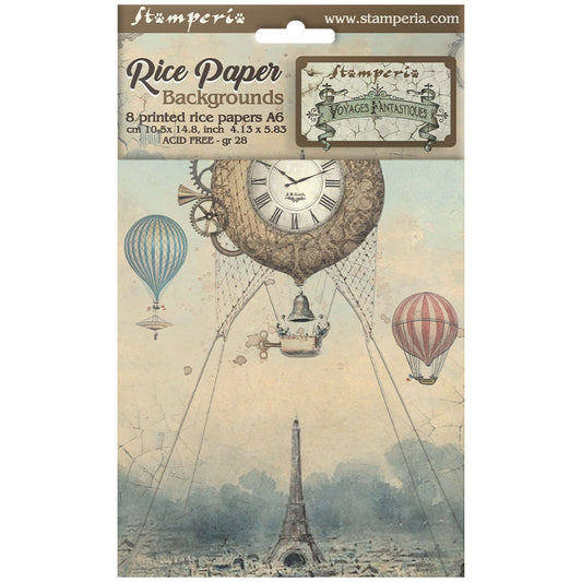 Stamperia Rice Paper A6 Value Pack Backgrounds- Voyages Fantastiques