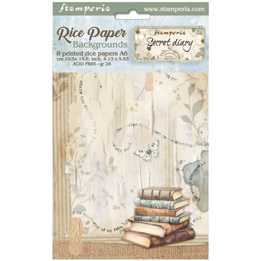 Stamperia Rice Paper A6 Value Pack Backgrounds- Create Happiness Secret Diary