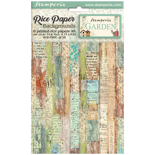 Stamperia Rice Paper A6 Value Pack Backgrounds- Garden