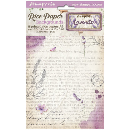 Stamperia Rice Paper A6 Value Pack Backgrounds- Lavender