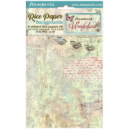 Stamperia Rice Paper A6 Value Pack Backgrounds- Wonderland