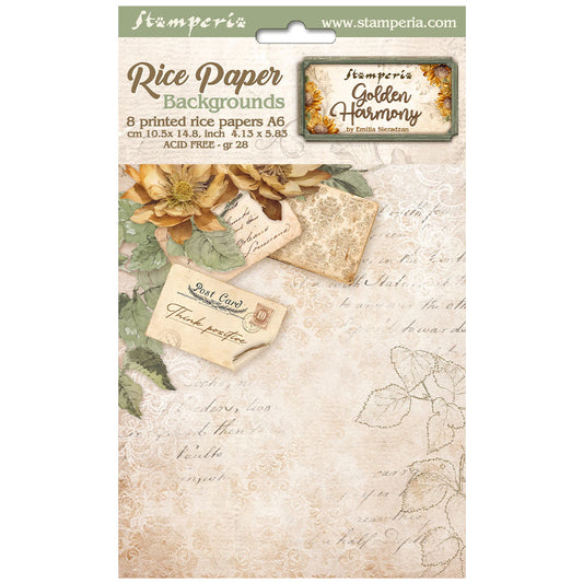 Stamperia Rice Paper A6 Value Pack Backgrounds- Golden Harmony