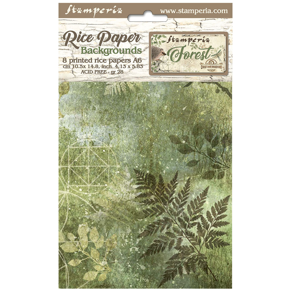 Stamperia Rice Paper A6 Value Pack Backgrounds- Forest