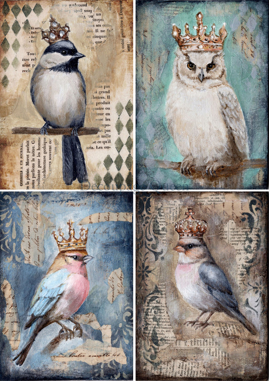 Decoupage Queen Rice Paper A4 - Teresa Rene Art The Four Birds