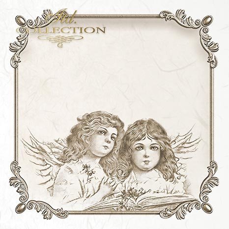 Illustration of two angelic figures with decorative frame and 'Collection' text.