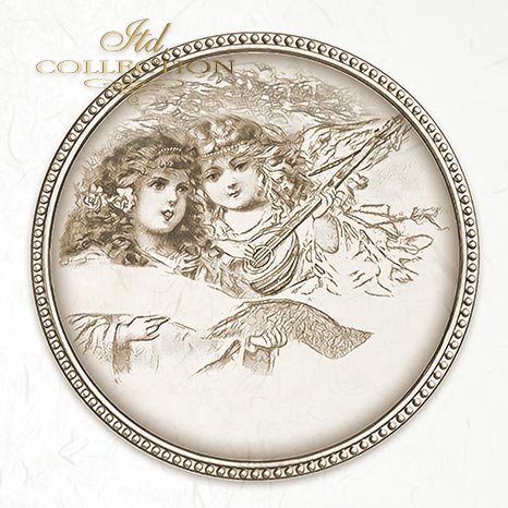Decorative plate with vintage illustration of two children