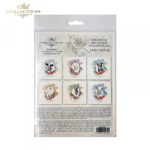 Decoupage Mini Rice Paper Set - Animal Portraits