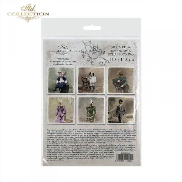Decoupage Mini Rice Paper Set - Animals in Costume II
