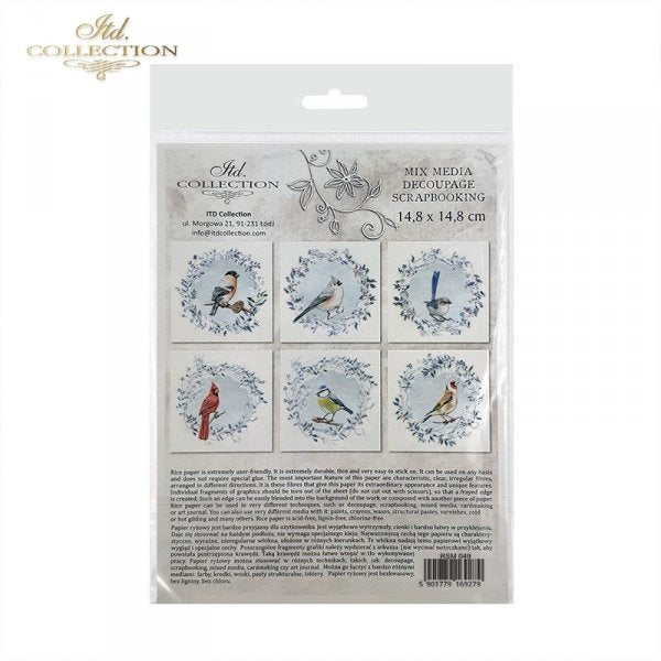 Decoupage Mini Rice Paper Set - Birds with Frost