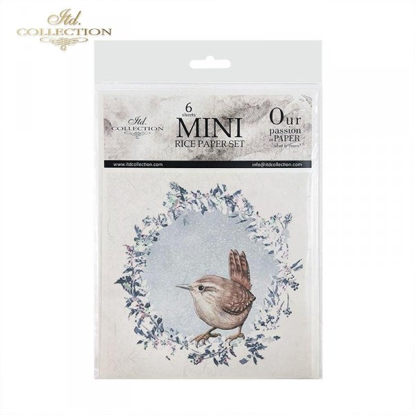 Decoupage Mini Rice Paper Set - Birds with Frost II