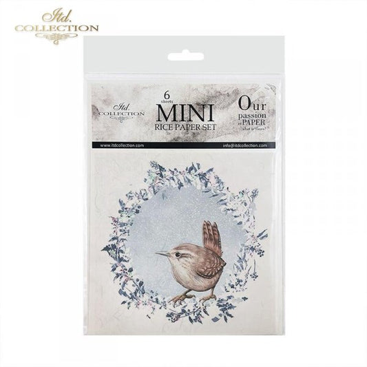Decoupage Mini Rice Paper Set - Birds with Frost II