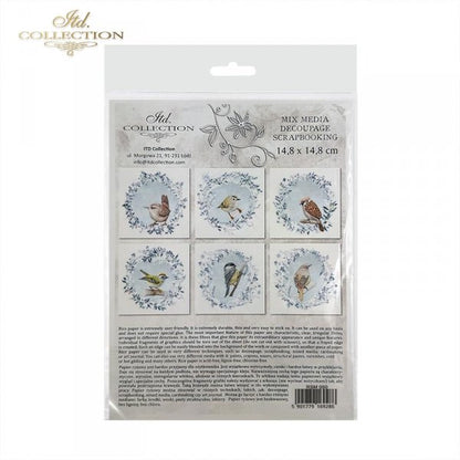 Decoupage Mini Rice Paper Set - Birds with Frost II