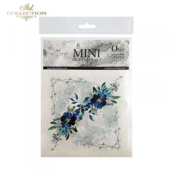 Decoupage Mini Rice Paper Set - Blue Flowers
