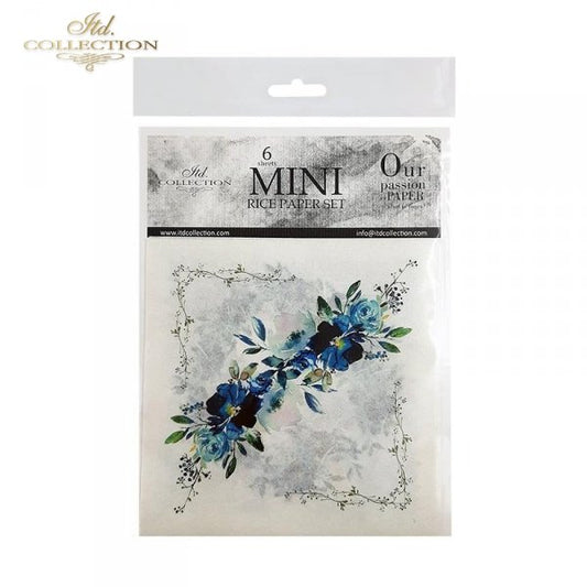 Decoupage Mini Rice Paper Set - Blue Flowers