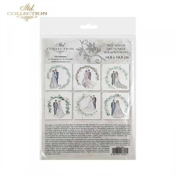 Decoupage Mini Rice Paper Set - Bride and Groom