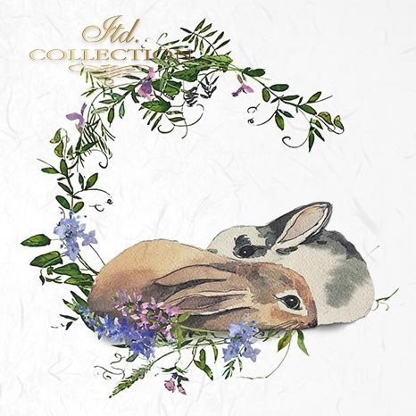 Decoupage Mini Rice Paper Set - Bunny and Wreath