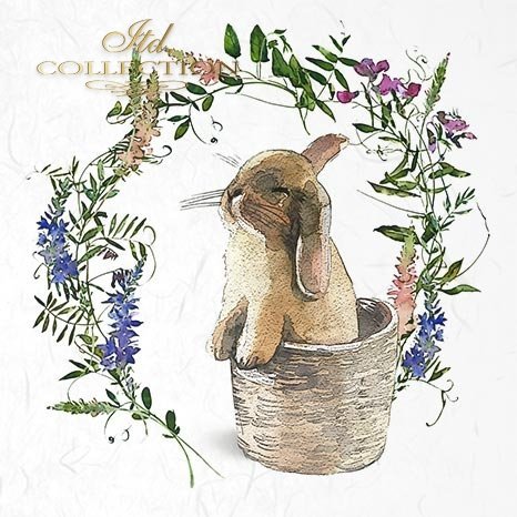 Decoupage Mini Rice Paper Set - Bunny and Wreath