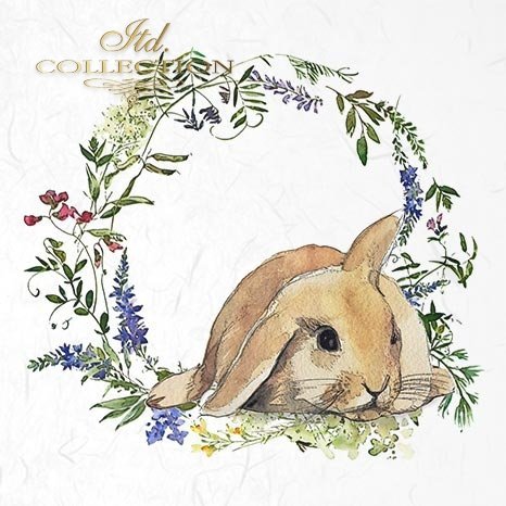 Decoupage Mini Rice Paper Set - Bunny and Wreath