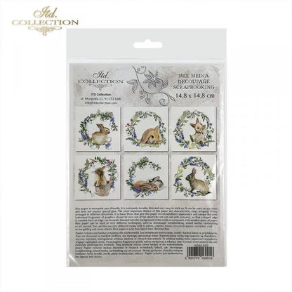 Decoupage Mini Rice Paper Set - Bunny and Wreath