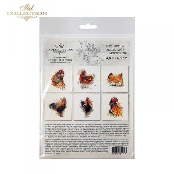 Decoupage Mini Rice Paper Set - Chickens