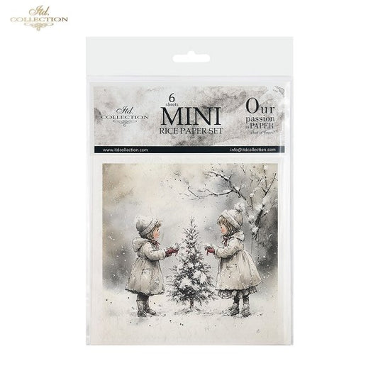 Decoupage Mini Rice Paper Set - Christmas Children Playing (Special Pre-Order)