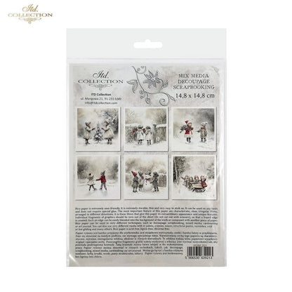 Decoupage Mini Rice Paper Set - Christmas Children Playing (Special Pre-Order)