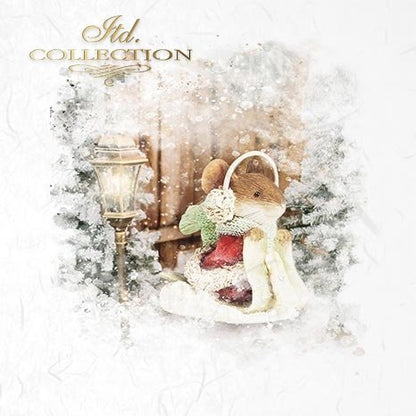 Decoupage Mini Rice Paper Set - Christmas Mice II