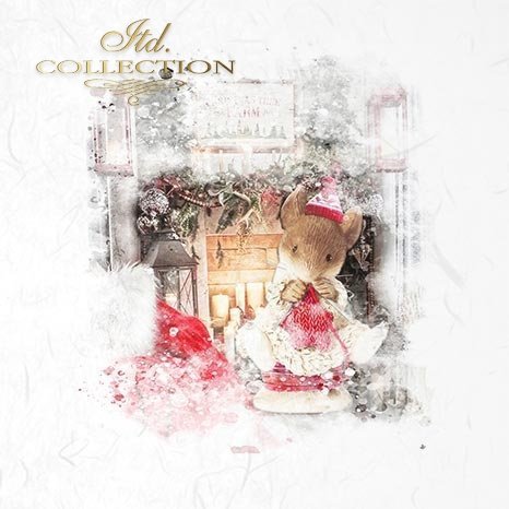 Decoupage Mini Rice Paper Set - Christmas Mice II