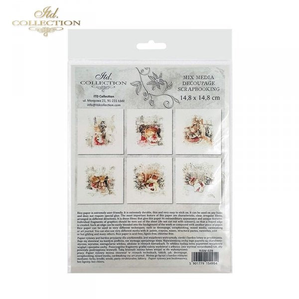Decoupage Mini Rice Paper Set - Christmas Mice II
