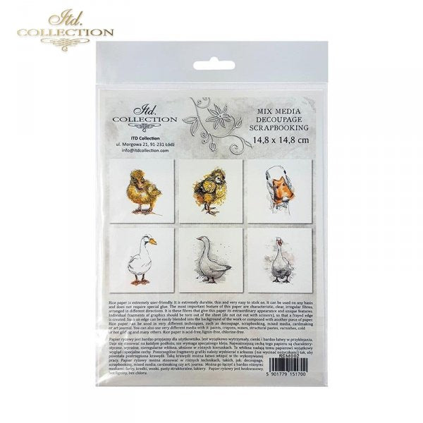 Decoupage Mini Rice Paper Set - Ducks