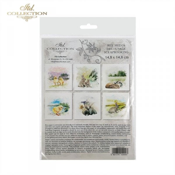 Decoupage Mini Rice Paper Set - Easter Animals