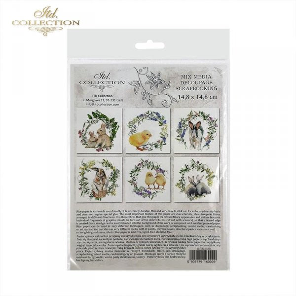 Decoupage Mini Rice Paper Set - Easter Animals II