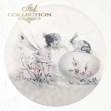 Decorative image with fairy and rabbit illustration