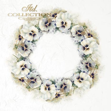 Floral wreath with white and purple flowers on a light background, featuring 'Itd. Collection' text.