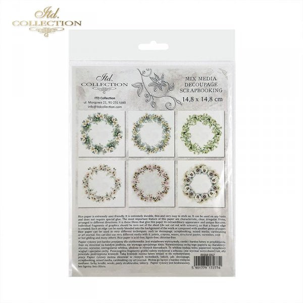 ITD Collection scrapbooking paper pack with floral wreath designs on a white background