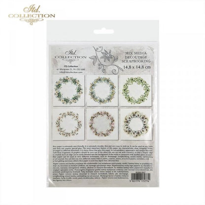 ITD Collection scrapbooking paper pack with floral wreath designs on a white background