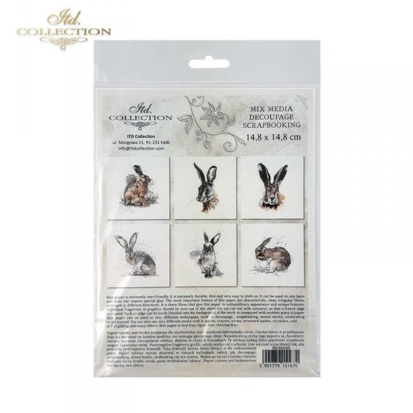 Decoupage Mini Rice Paper Set - Hares