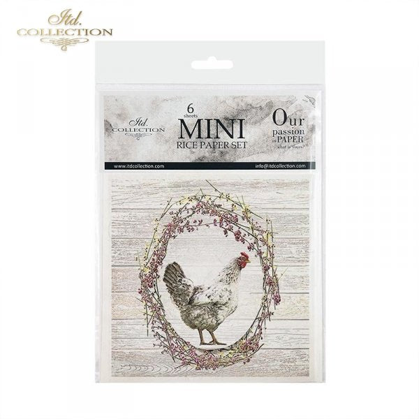 Decoupage Mini Rice Paper Set - Hens and Roosters